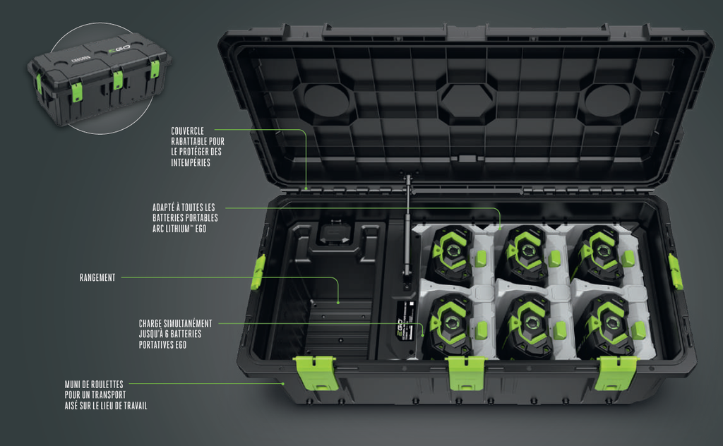 [EGO KIT-CHU6000-K0004] Kit Coffre de charge multi-ports EGO CHU6000-K0004 (coffre CHU6000 + chargeur chv1600) ,  20100860, 6924969118542